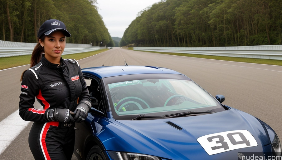 related ai porn images free for Woman Busty Beautiful Perfect Body 18 Seductive Brazilian Front View Detailed Black Hair Ponytail Hat Street Polo Race Driver Gloves Perfect Boobs One