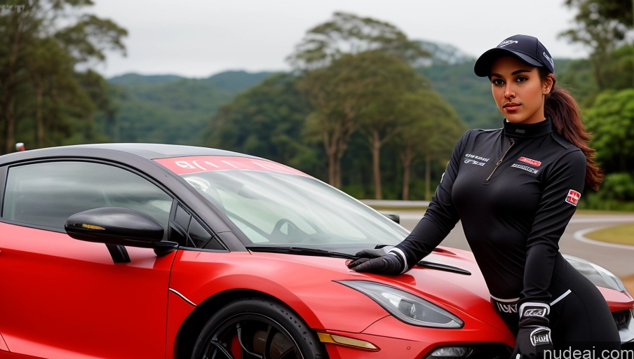 related ai porn images free for Woman Busty Beautiful Perfect Body 18 Seductive Brazilian Front View Detailed Black Hair Ponytail Hat Street Polo Race Driver Gloves Perfect Boobs One