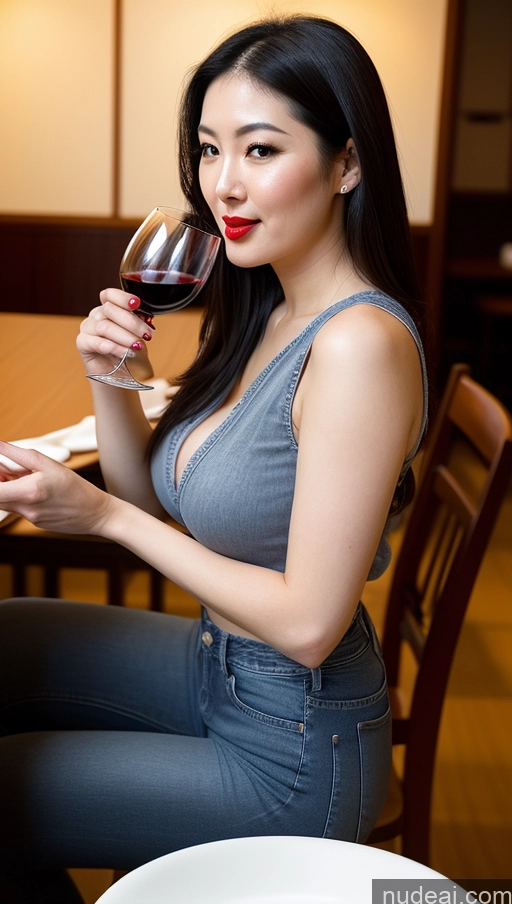 related ai porn images free for Woman One Perfect Boobs Fairer Skin Big Hips Lipstick Big Ass Slicked Black Hair Japanese Restaurant Front View Eating Jeans Blouse Wine Bright Lighting Detailed 20s