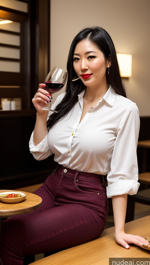 related ai porn images free for Woman One Perfect Boobs Fairer Skin Big Hips Lipstick Big Ass Slicked Black Hair Japanese Restaurant Front View Eating Jeans Blouse Wine Bright Lighting Detailed 20s