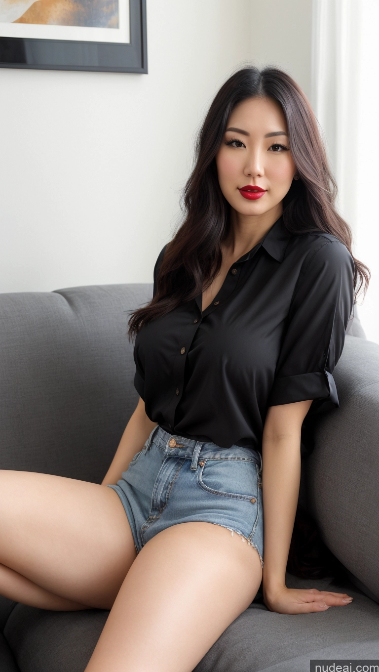related ai porn images free for Woman One Perfect Boobs Fairer Skin Big Hips Lipstick Big Ass Slicked Black Hair Japanese Front View Jeans Blouse Bright Lighting Detailed 20s Couch Chemise