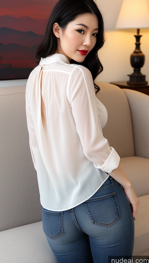 related ai porn images free for Woman One Perfect Boobs Fairer Skin Big Hips Lipstick Big Ass Slicked Black Hair Japanese Jeans Blouse Bright Lighting Detailed 20s Couch Chemise Back View