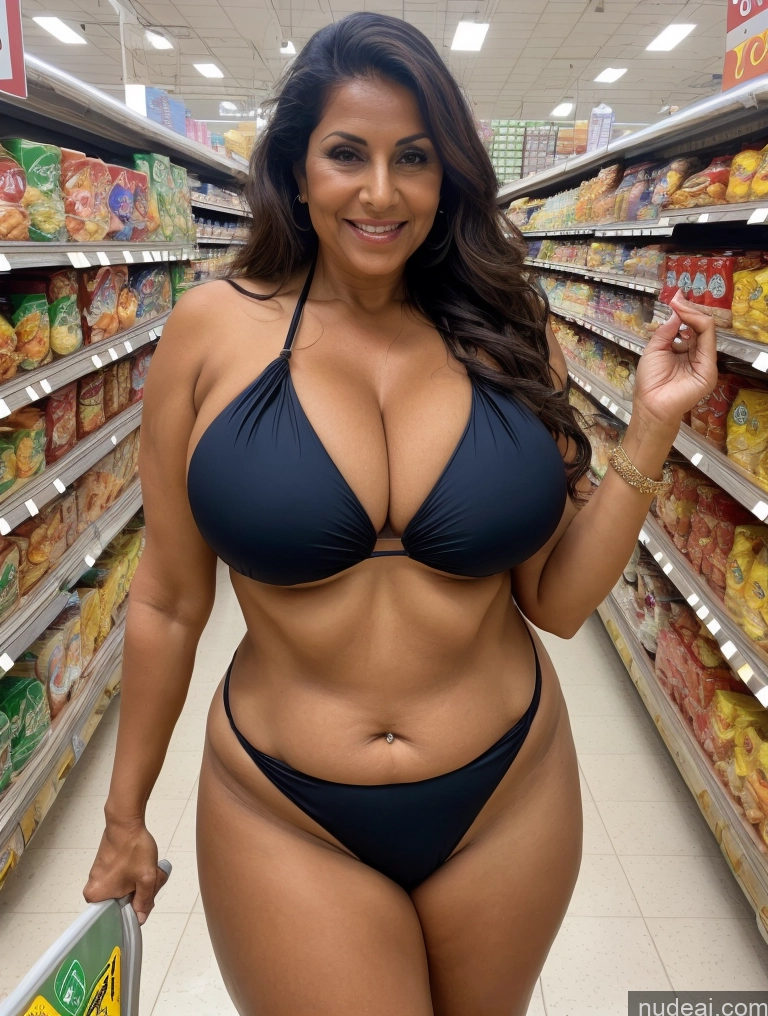 related ai porn images free for Milf One Busty Huge Boobs Thick Tanned Skin 80s Indian Grocery Front View Microkini Thong