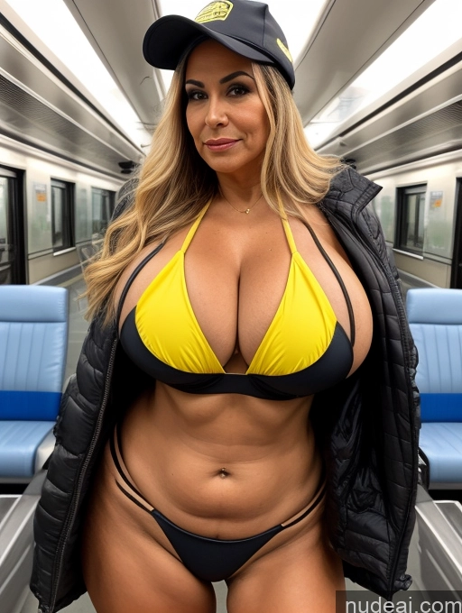 related ai porn images free for One Busty Huge Boobs Thick Tanned Skin Front View Microkini Thong Sexy Face 70s Latina Train Hat Jacket Witch Construction Worker