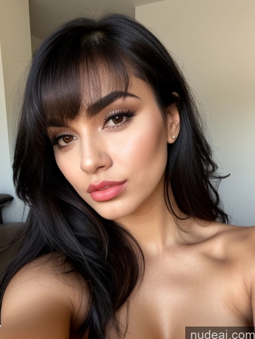 related ai porn images free for Close-up View Perfect Body Cleavage Perfect Boobs Black Hair 20s Pouting Lips Persian Detailed Bangs