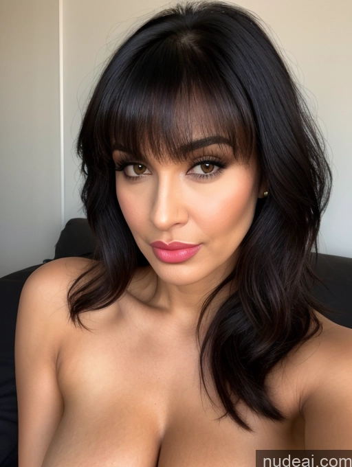 related ai porn images free for Close-up View Perfect Body Cleavage Perfect Boobs Black Hair Pouting Lips Persian Detailed Bangs 40s