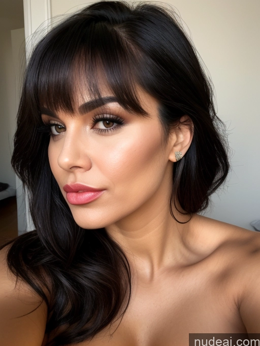 related ai porn images free for Close-up View Perfect Body Cleavage Perfect Boobs Black Hair Pouting Lips Persian Detailed Bangs 40s