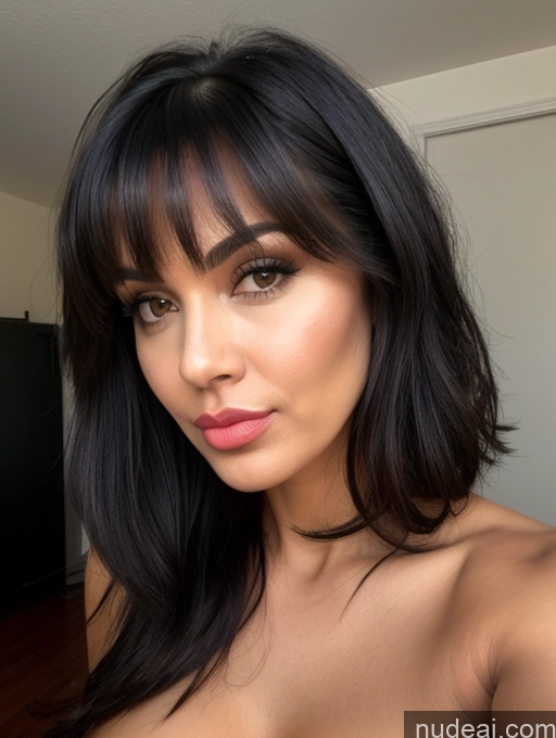 related ai porn images free for Close-up View Perfect Body Cleavage Perfect Boobs Black Hair Pouting Lips Persian Detailed Bangs 40s