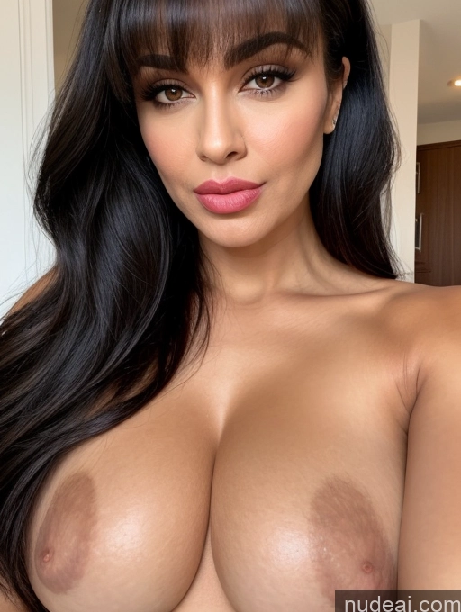 related ai porn images free for Close-up View Perfect Body Cleavage Perfect Boobs Black Hair Pouting Lips Persian Detailed Bangs 40s