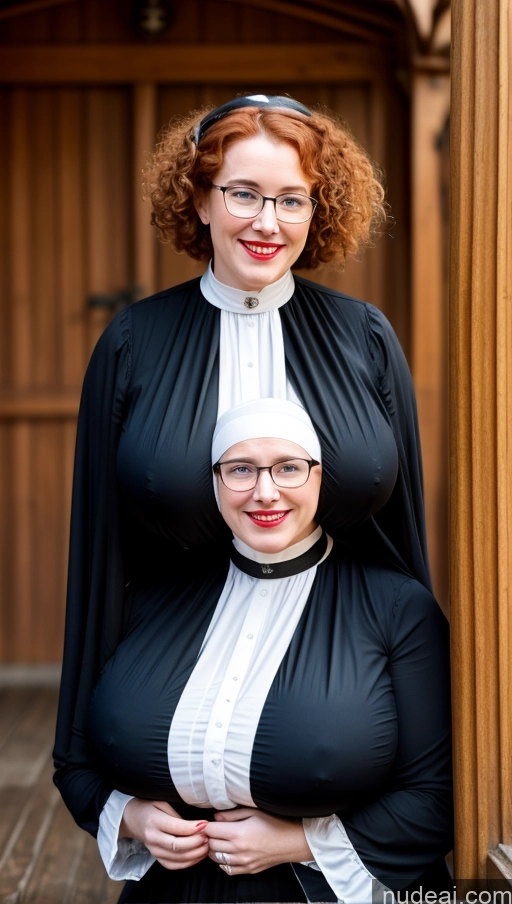 Topless Woman Breasts SidelessLeotard Irish Nun Huge Boobs Perfect Boobs Busty Thick Chubby Fairer Skin Curly Hair Glasses Milf Lipstick Seductive Happy Victorian Medieval Modern Twist