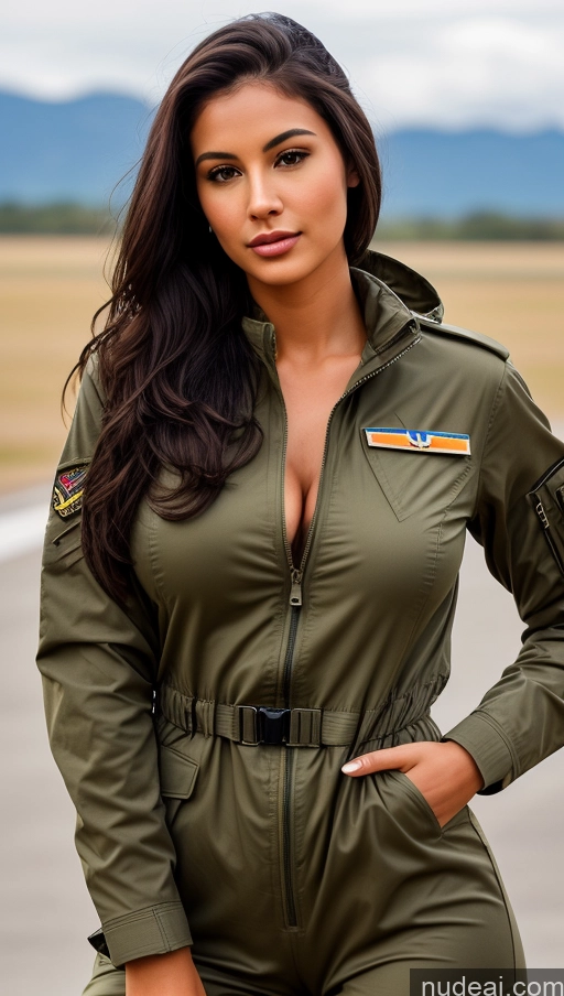 related ai porn images free for Woman One Busty Perfect Boobs Perfect Body 18 Sexy Face Seductive Black Hair Brazilian Front View Detailed Ponytail Beautiful Pilot Military Jumpsuit Parka Shirt Polo Jacket