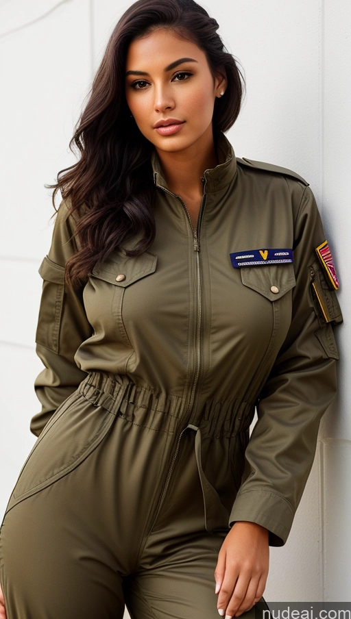 related ai porn images free for Woman One Busty Perfect Boobs Perfect Body 18 Sexy Face Seductive Black Hair Brazilian Front View Detailed Ponytail Beautiful Pilot Military Jumpsuit Parka Shirt Polo Jacket