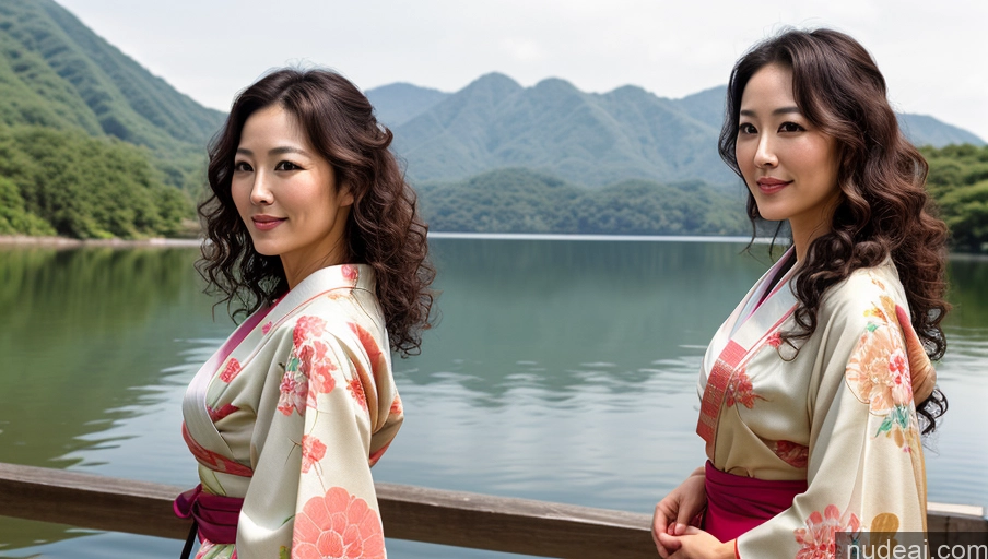 related ai porn images free for Woman One 30s Sexy Face Curly Hair Japanese Soft + Warm Lake Front View Kimono Bright Lighting