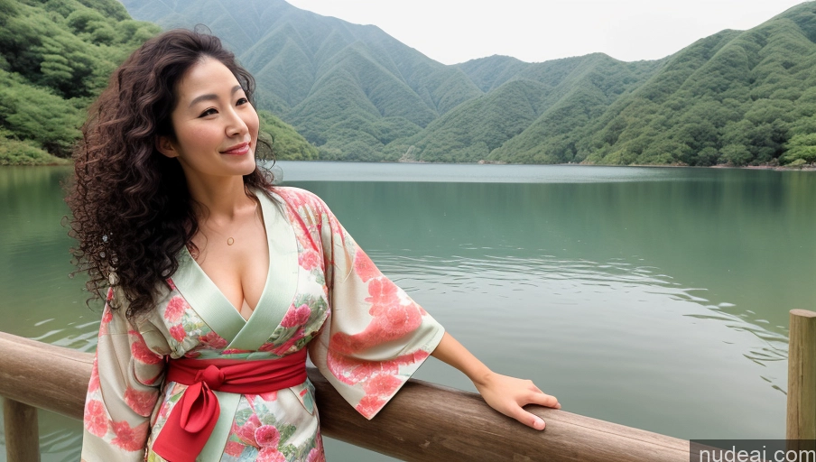 related ai porn images free for Woman One 30s Sexy Face Curly Hair Japanese Soft + Warm Lake Front View Kimono Bright Lighting Spreading Legs