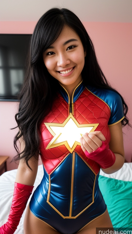 related ai porn images free for One 18 Black Hair Long Hair Asian Skin Detail (beta) Bedroom Front View Detailed Happy Laughing Superhero Cosplay