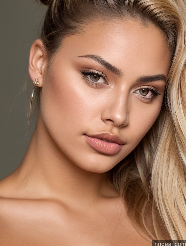 related ai porn images free for Pouting Lips Blonde Hair Bun Tanned Skin Close-up View Detailed Lipstick Chubby 18 British