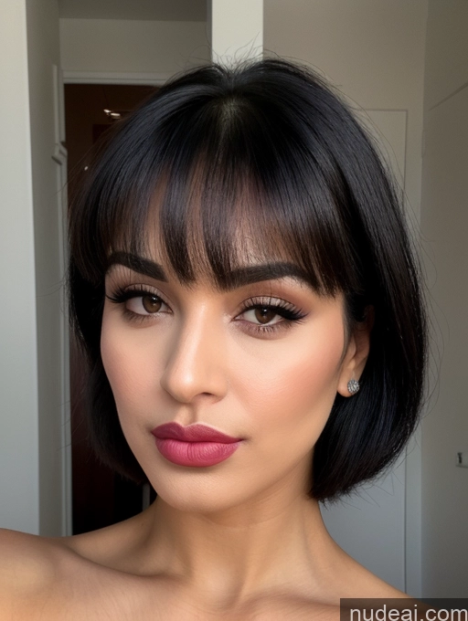 related ai porn images free for Close-up View Detailed Black Hair Bangs Persian 30s Pouting Lips