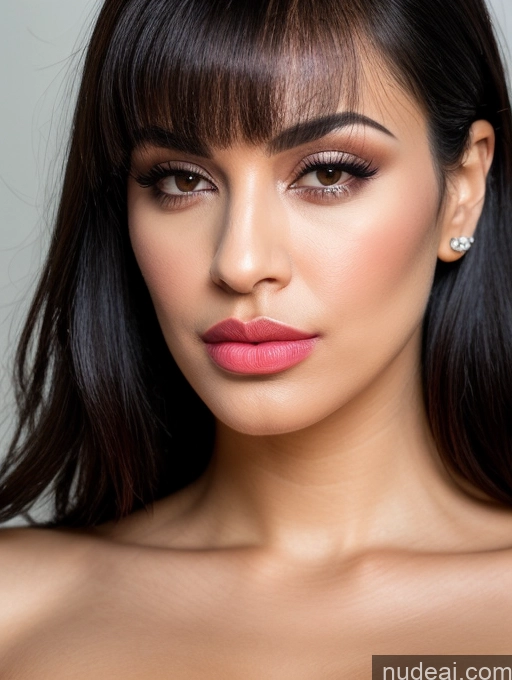 related ai porn images free for Close-up View Detailed Black Hair Bangs Persian 30s Pouting Lips