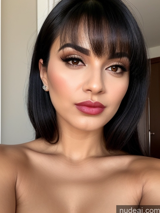 related ai porn images free for Close-up View Detailed Black Hair Bangs Persian 30s Pouting Lips