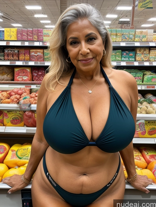 related ai porn images free for Milf One Busty Huge Boobs Thick Tanned Skin 80s Indian Grocery Front View Microkini Thong
