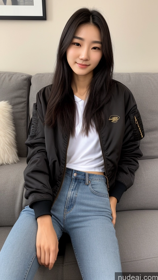 related ai porn images free for Detailed Skin Detail (beta) 18 Skinny Beautiful Small Tits Small Ass Black Hair Long Hair Front View Couch Bomber Jacket Jeans Casual Shirt Korean