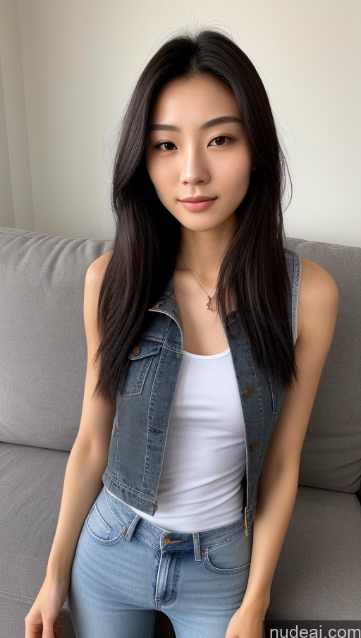 related ai porn images free for Detailed Skin Detail (beta) 18 Skinny Beautiful Small Tits Small Ass Black Hair Long Hair Front View Couch Jacket Jeans Casual Chinese Tank Top