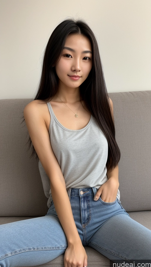 related ai porn images free for Detailed Skin Detail (beta) 18 Skinny Beautiful Small Tits Small Ass Black Hair Long Hair Front View Couch Jeans Casual Chinese Tank Top