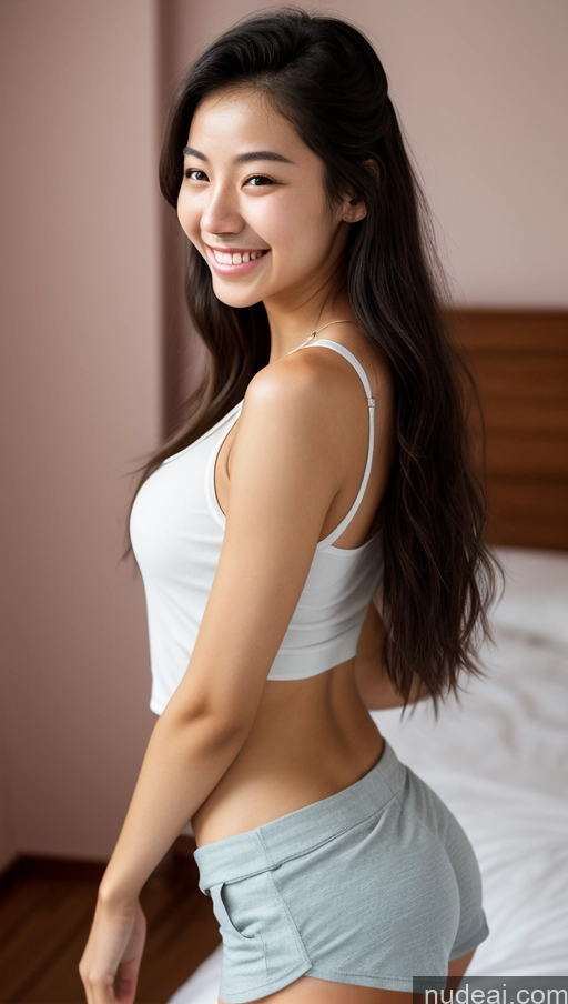 related ai porn images free for Detailed Skin Detail (beta) 18 Skinny Beautiful Small Tits Small Ass Black Hair Long Hair Chinese Front View Bedroom Tank Top Short Shorts Laughing Happy
