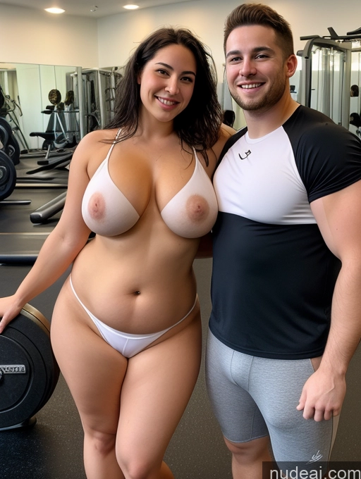 related ai porn images free for Woman + Man Busty Thick Chubby Big Hips Short 30s Happy Black Hair Long Hair White Fairer Skin Gym Nude