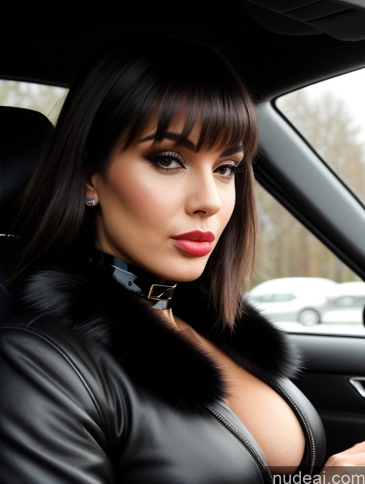 related ai porn images free for Perfect Boobs Bangs Pouting Lips Perfect Body Persian Black Hair Latex Jacket Fur Choker Cleavage Car Close-up View Detailed 20s
