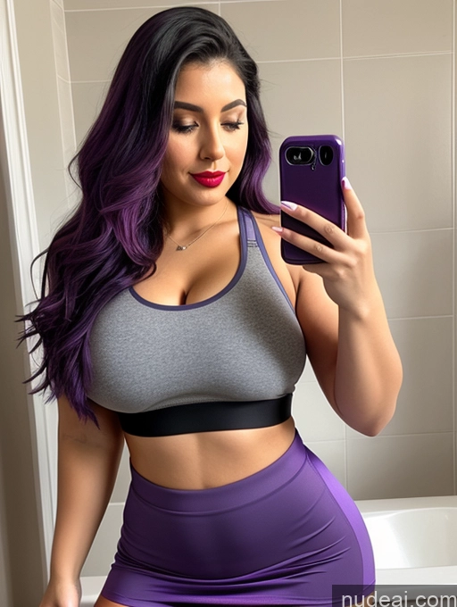 related ai porn images free for Purple Hair Latina Mirror Selfie Bathroom Detailed High Socks Micro Skirt Big Ass Big Hips Thick Busty Lipstick Woman Sports Bra