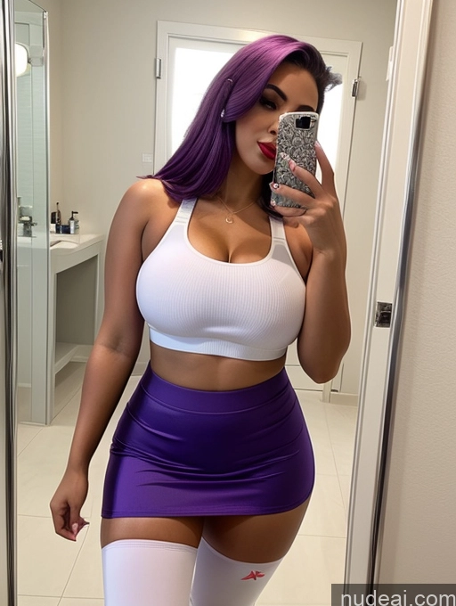 related ai porn images free for Purple Hair Latina Mirror Selfie Bathroom Detailed High Socks Micro Skirt Big Ass Big Hips Thick Busty Lipstick Sports Bra Miss Universe Model