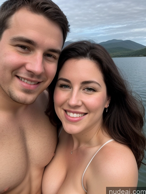 related ai porn images free for Busty Thick Chubby Fat 30s Happy Black Hair Long Hair White Fairer Skin Nude Woman + Man Blowjob Lake Short
