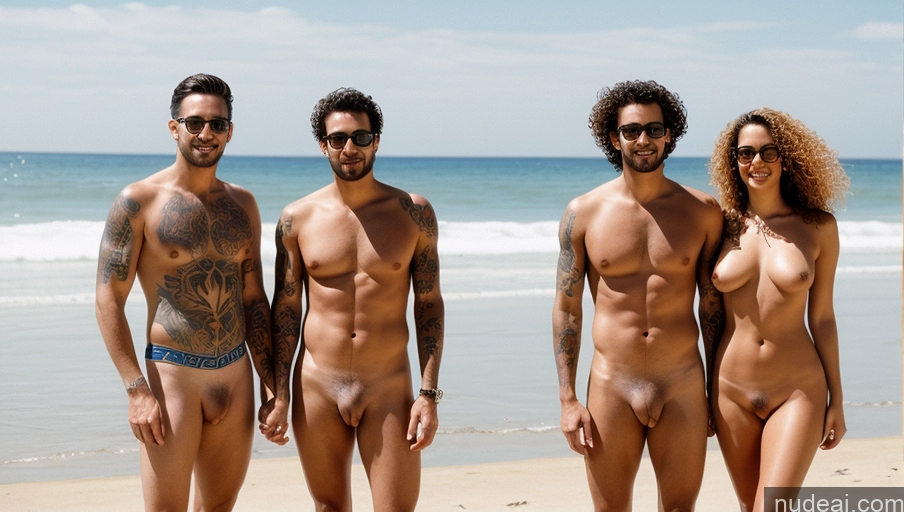 related ai porn images free for Woman + Man Glasses Tattoos Long Legs 50s Brunette Curly Hair Italian Beach Front View Spreading Legs Nude 90s