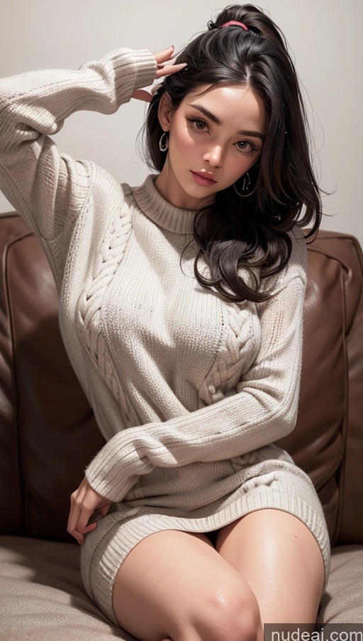 related ai porn images free for Close-up View Black Hair Latina T-pose Sweater Dress Small Tits Straight