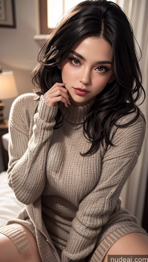 related ai porn images free for Close-up View Black Hair Latina Sweater Dress Straight Thick