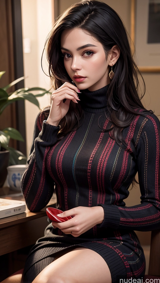 related ai porn images free for Close-up View Black Hair Latina Sweater Dress Straight Skinny Small Tits