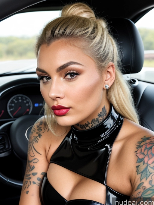 related ai porn images free for Beautiful Lipstick Tattoos Tanned Skin Chubby Thick 18 Pouting Lips Blonde Hair Bun Dress Latex Cleavage Car Close-up View British