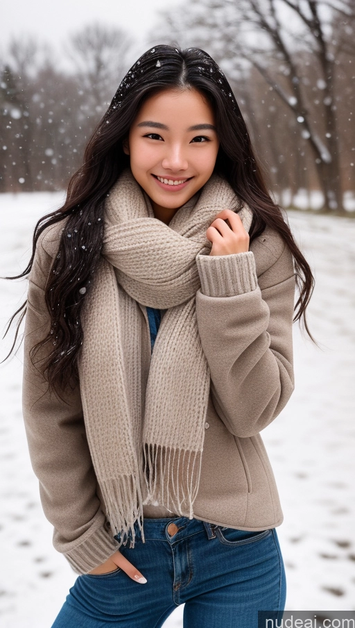 related ai porn images free for Detailed Skin Detail (beta) Long Hair Black Hair Skinny Perfect Body Beautiful Small Tits Small Ass Korean 18 Model Snow Fur Scarf Sweater Jacket Happy Laughing