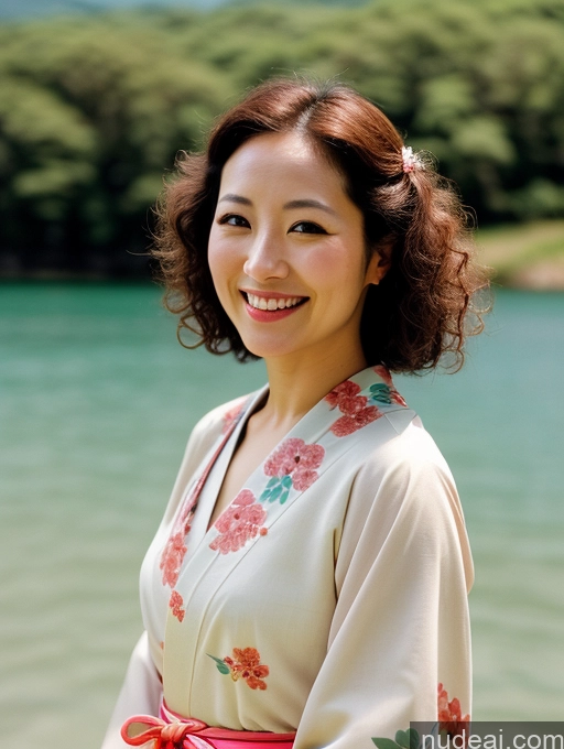related ai porn images free for Woman One Thick 30s Happy Curly Hair Japanese Film Photo Lake Front View Kimono