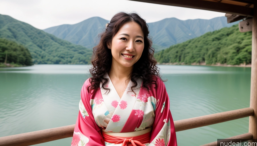 related ai porn images free for Woman One Thick 30s Happy Curly Hair Japanese Film Photo Lake Front View Kimono