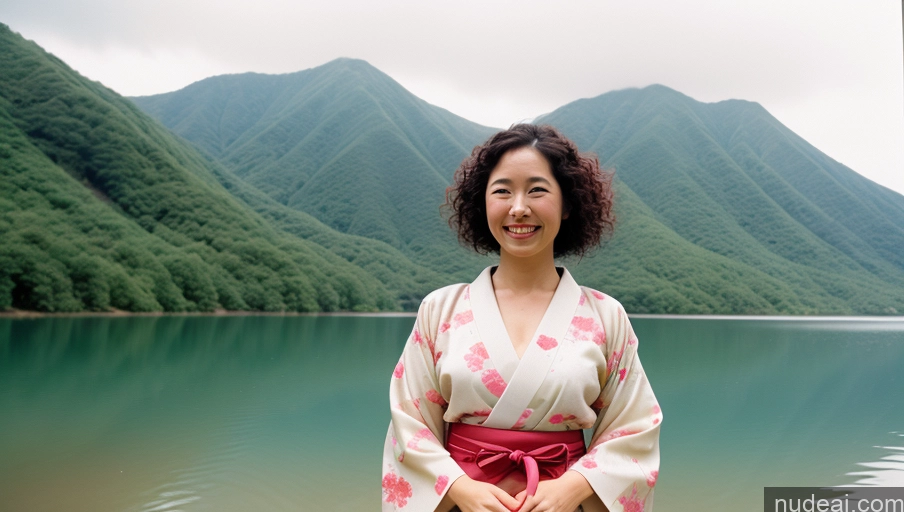 related ai porn images free for Woman One Thick 30s Happy Curly Hair Japanese Film Photo Lake Front View Kimono