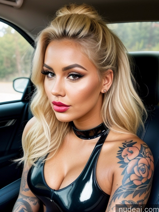 related ai porn images free for Beautiful Blonde Tanned Skin Thick Chubby Tattoos Lipstick Hair Bun British Pouting Lips 20s Car Dress Latex Cleavage
