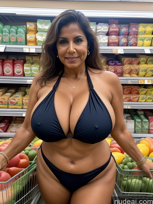 related ai porn images free for Milf One Busty Huge Boobs Thick Tanned Skin Front View Microkini Thong 60s Indian Grocery
