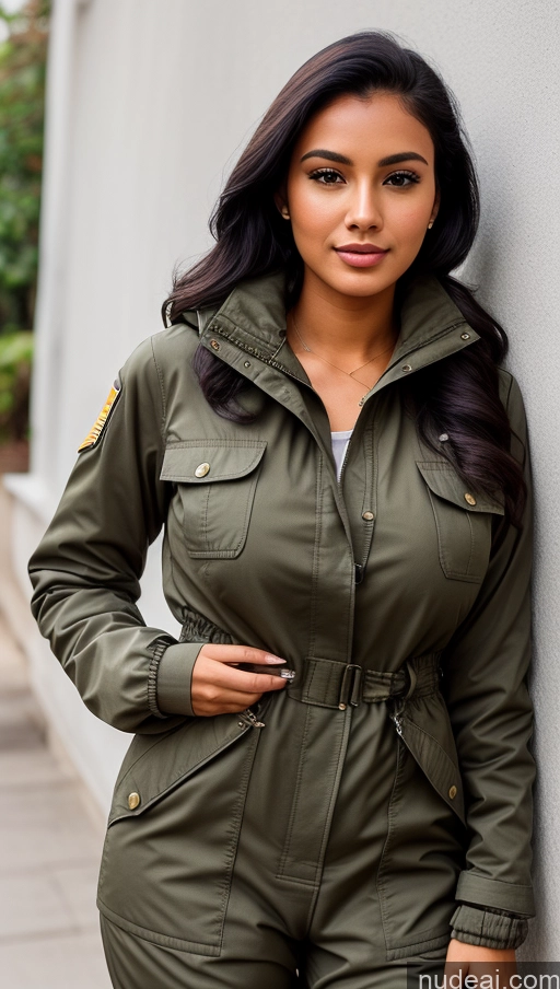 related ai porn images free for Woman One Beautiful Busty Perfect Body 18 Black Hair Brazilian Military Jumpsuit Detailed Front View Parka Shirt Jacket