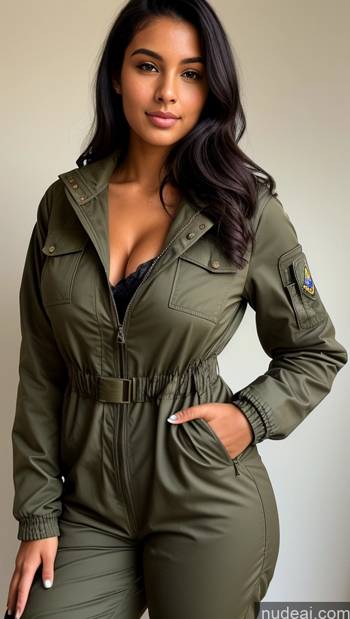related ai porn images free for Woman One Beautiful Busty Perfect Body 18 Black Hair Brazilian Military Jumpsuit Detailed Front View Parka Shirt Jacket