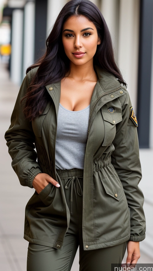 related ai porn images free for Woman One Beautiful Busty Perfect Body 18 Black Hair Brazilian Military Jumpsuit Detailed Front View Parka Shirt Jacket