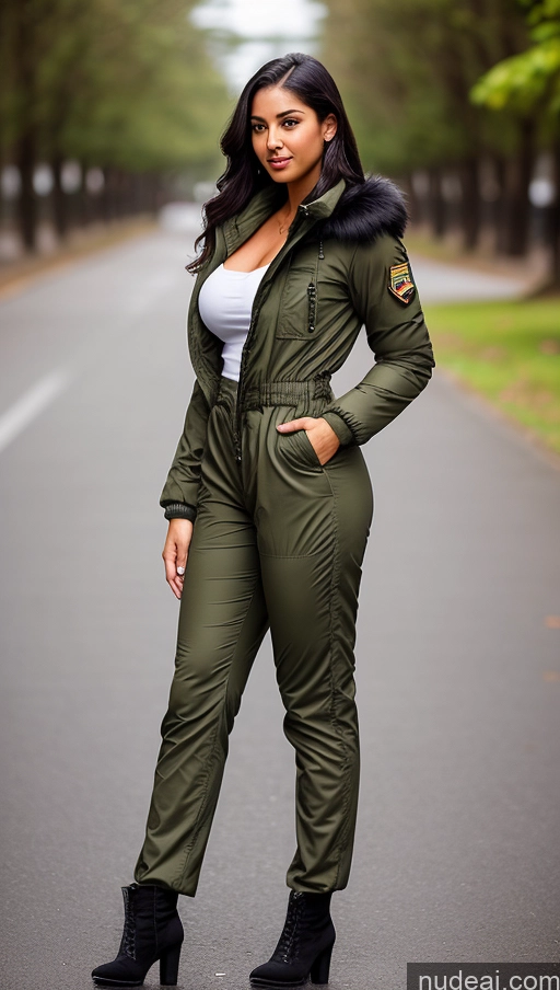 related ai porn images free for Woman One Beautiful Busty Perfect Body 18 Black Hair Brazilian Military Jumpsuit Detailed Front View Parka Shirt Jacket