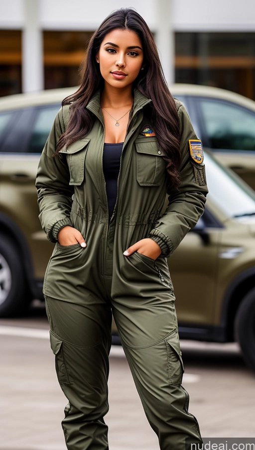 related ai porn images free for Woman One Beautiful Busty Perfect Body 18 Black Hair Brazilian Military Jumpsuit Detailed Front View Parka Shirt Jacket