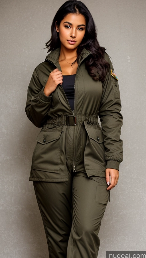 related ai porn images free for Woman One Beautiful Busty Perfect Body 18 Black Hair Brazilian Military Jumpsuit Detailed Front View Parka Shirt Jacket
